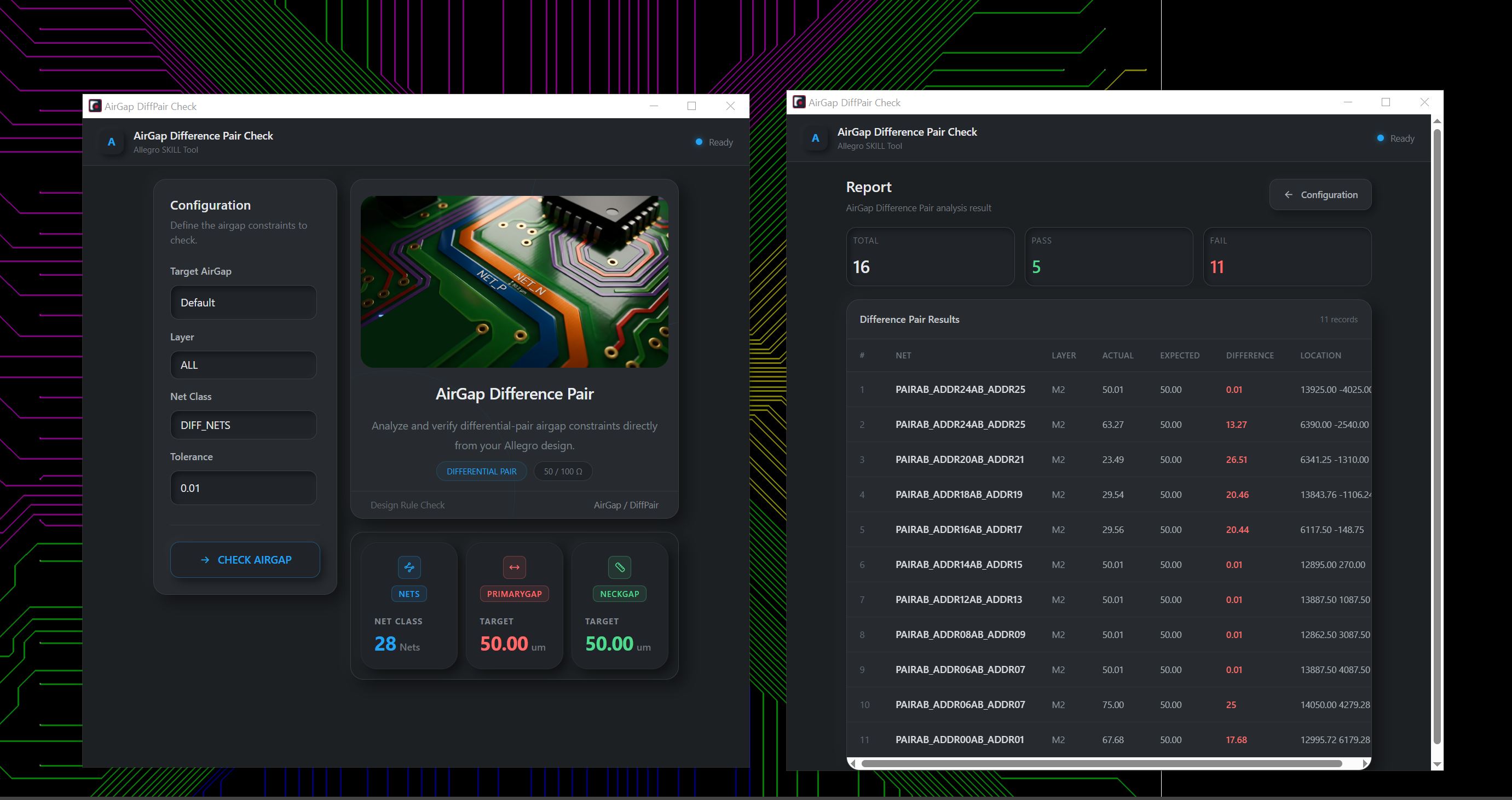 Check AirGap Difference Pair